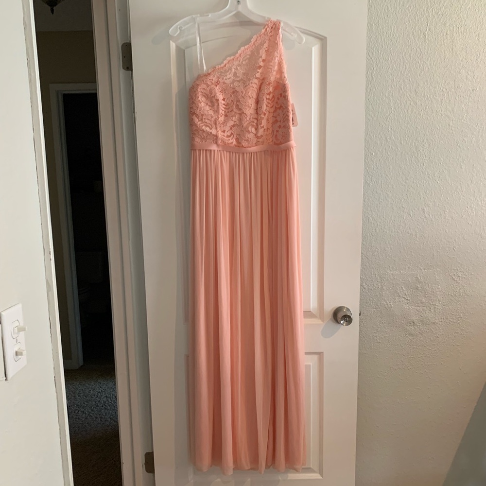 David’s Bridal One Shoulder Lace Dress